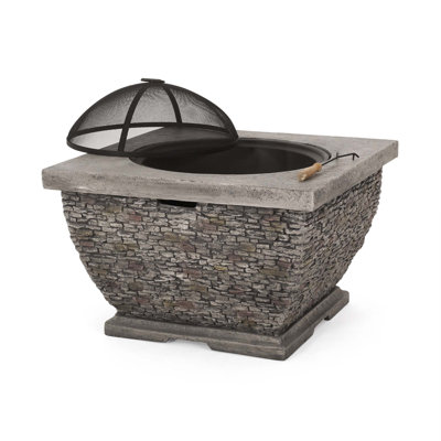 Light-Weight Concrete Wood Burning Square Fire Pit