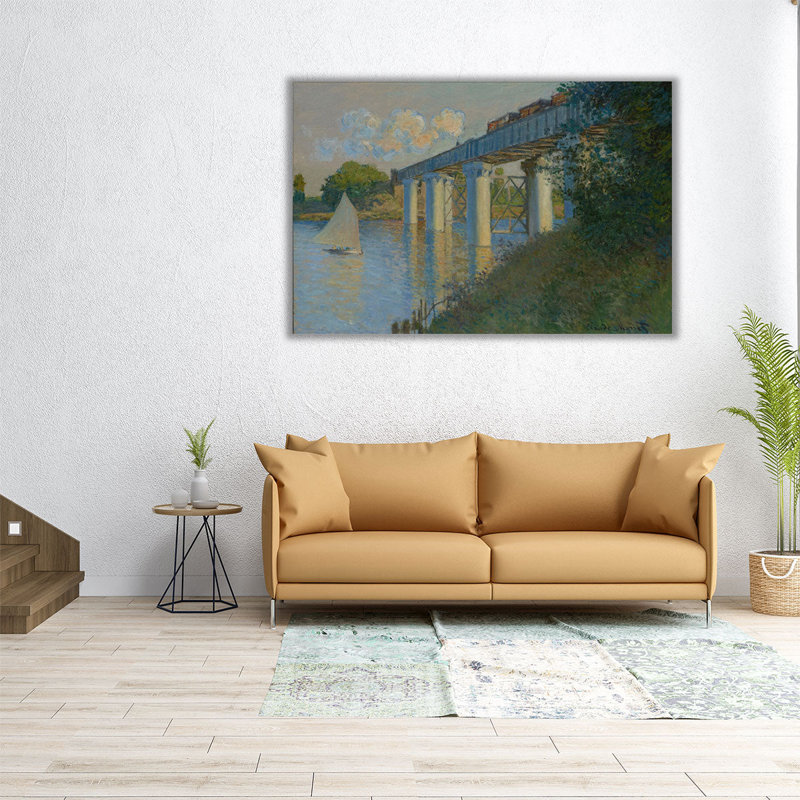 Le pont de chemin de fer à Argenteuil - reproduction d'art sur toile, H 24 po x l 36 po