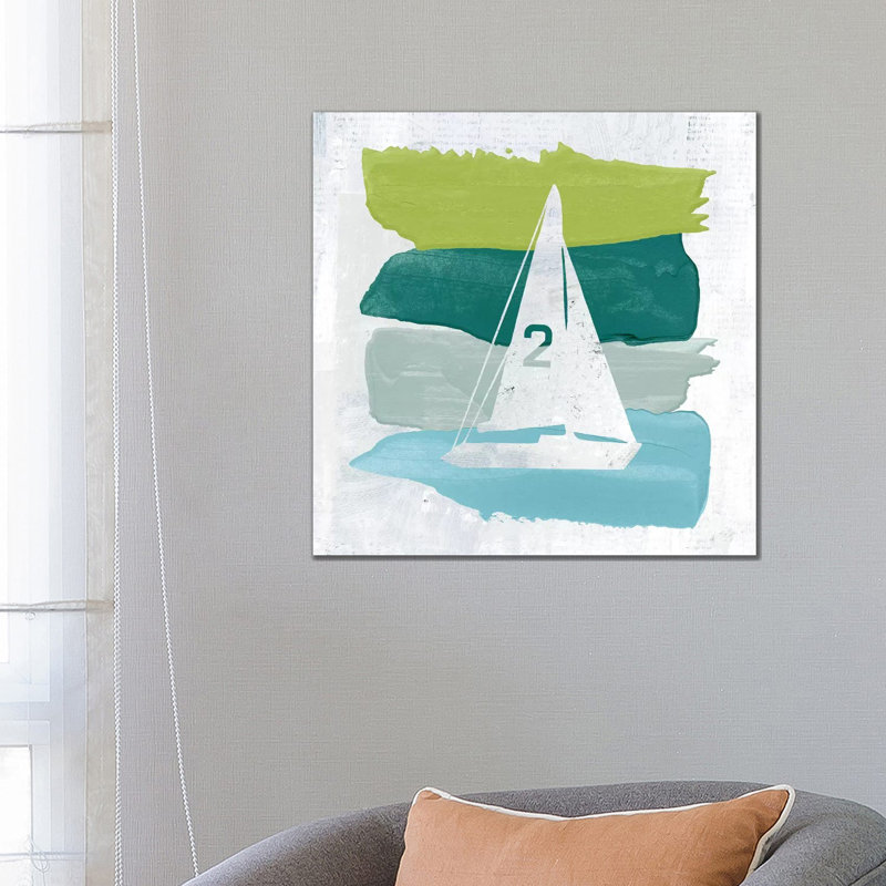 Seaside Swatch Sailboat by Moira Hershey - Wrapped Canvas Painting, 66.04 cm H x 66.04 cm W x 1.91 cm D