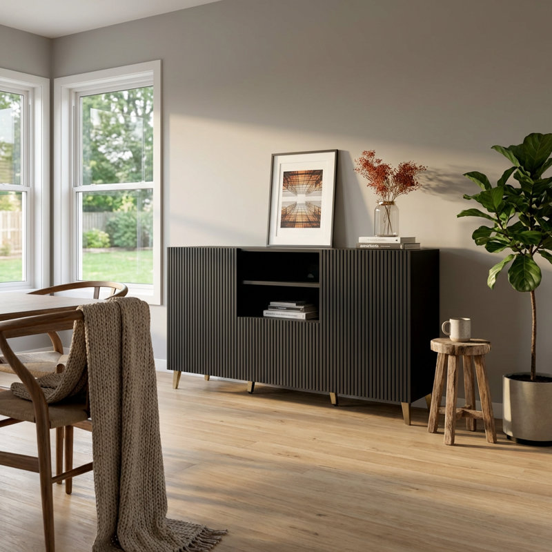 Aranxa 59.3" Sideboard with Matte Finish, Black
