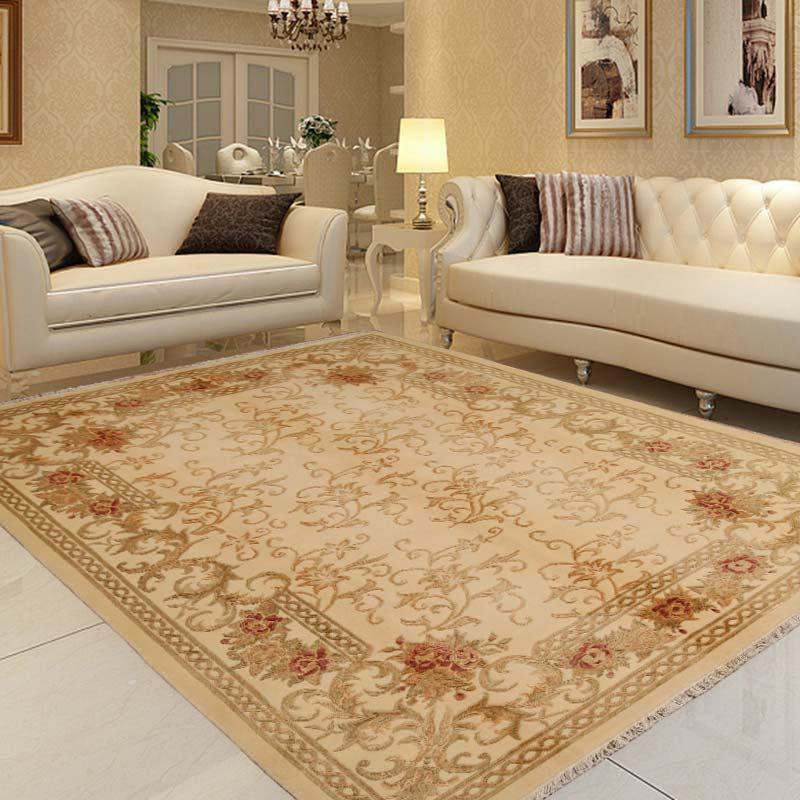 Ashlar Wool Oriental Area Rug in Biscuit, Rectangle 3' x 5'