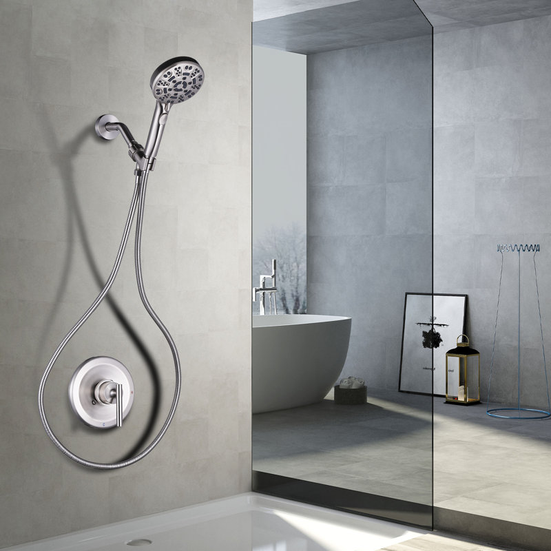 Single-Handle 7 -Spray Wall Mount Shower Faucet, Brushed Nickel
