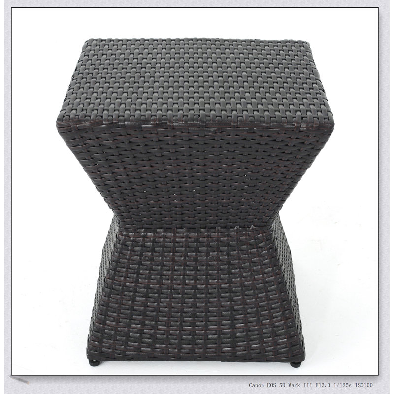 CALHOUN 16 Outdoor Wicker End Table With Weather-Resistant Design And Compact Size For Patio Or Poolside Use