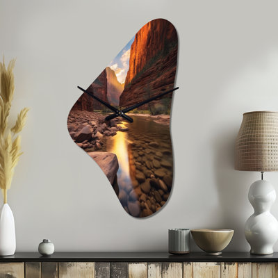 Zion National Park Utah - Utah Unique Shape Metal Clock, Modern Asymmetrical Wall Clock Print