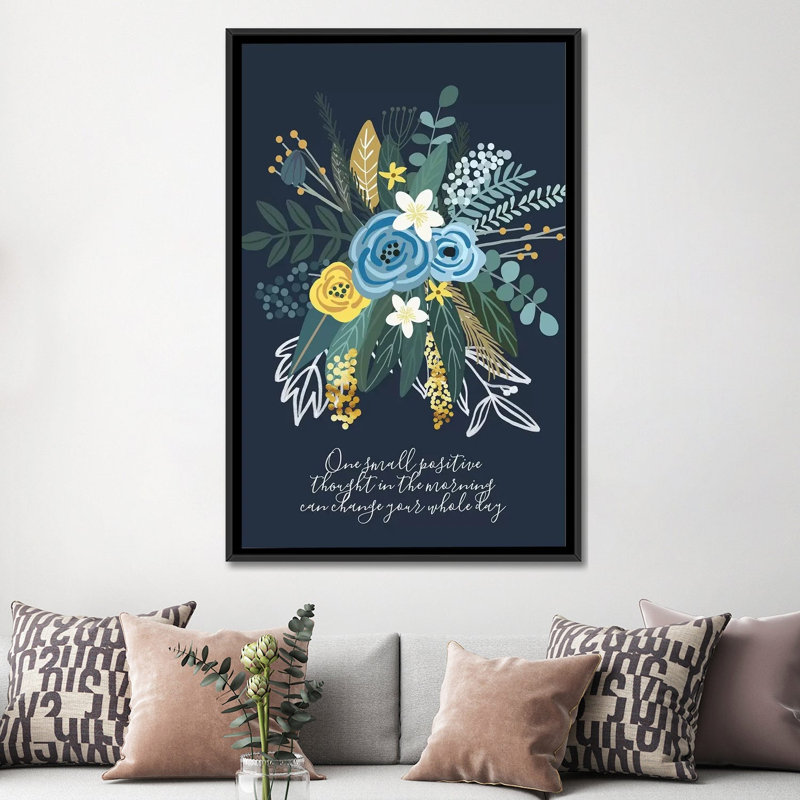 « bouquet i », impression sur toile, H 26 po x l 18 po x P 1,5 po, Toile avec cadre flottant noir, Pas de tapis