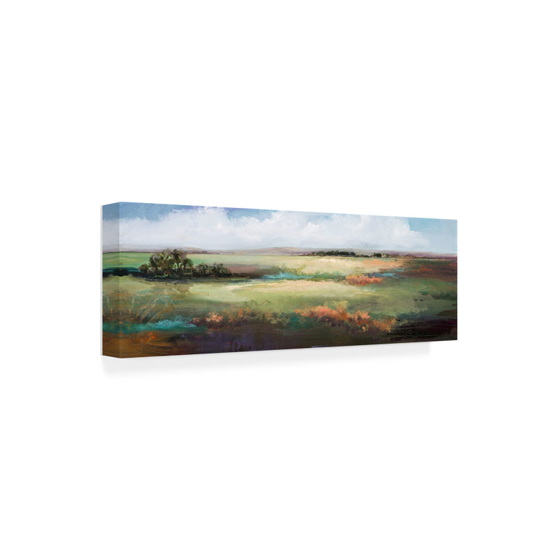 «A Day to Be Lazy» par Karen Hale - peinture panoramique sur toile tendue, H 16 po x l 47 po x P 2 po