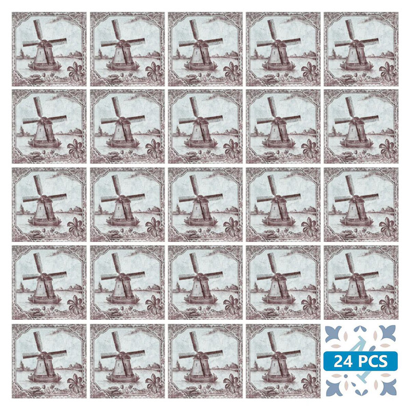 Carreau de mosaïque auto-adhésif en vinyle 5 po x 5 po Windmill