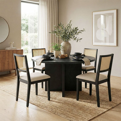 Ensemble de salle à manger à piédestal 52 po 5 pièces avec chaises rembourrées