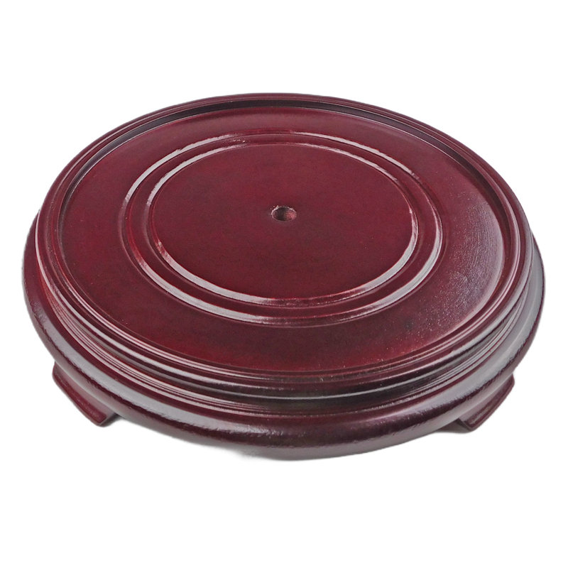 Dark Red Mahogany Porcelain Vase Stand, 2.5" H x 2.5" W x 1.25" D