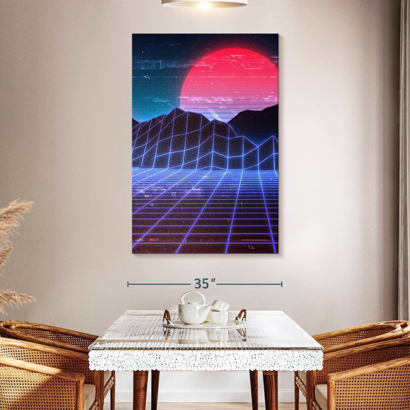 Kelan Red Moon Digital Landscape, 51" H x 34" W