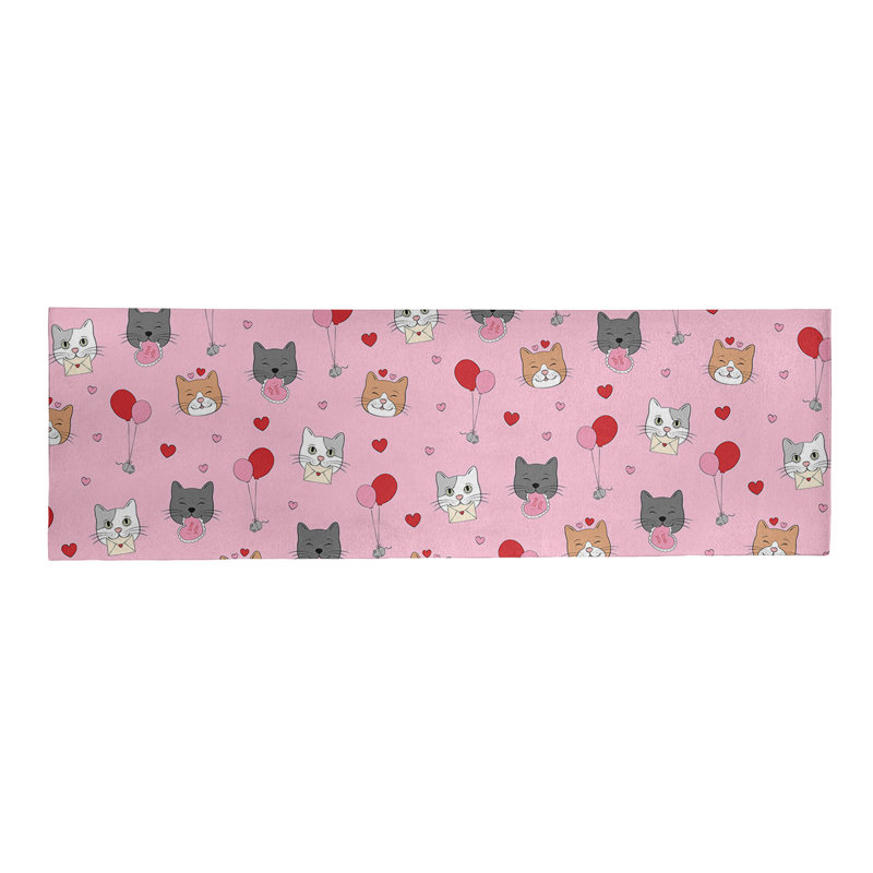 Tapis rose/rouge/gris fait main, Tapis de couloir 2 pi x 8 pi