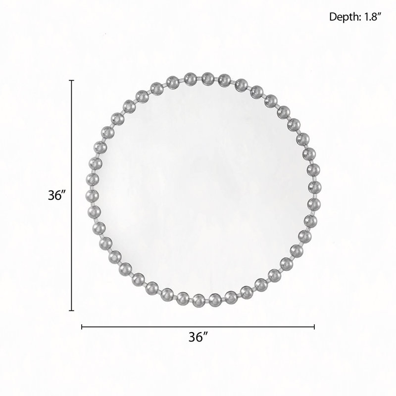 Miroir mural rond 36 po, Argent argent
