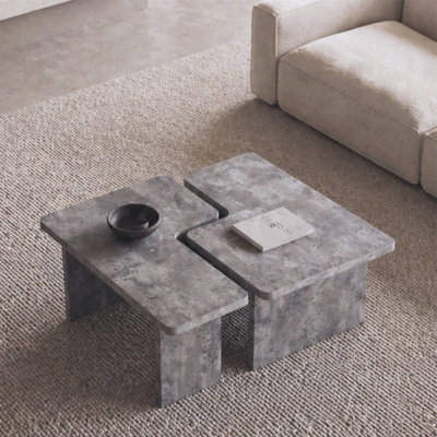 Modular Concrete Coffee Table Set of 2