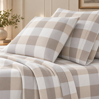 100% Turkish Cotton Flannel Solid & Plaid Sheet Sets