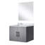 24 po L x P 22 po. Meuble-lavabo gris foncé avec comptoir en marbre et miroir - fermeture en douceur, salle de bain simple 24 po, comptoir 18 po, miroir-1353809782