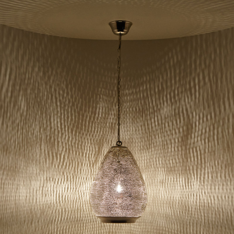Sacco 1 - Light Silver Single Pendant, 33cm H x 22cm W x 22cm D