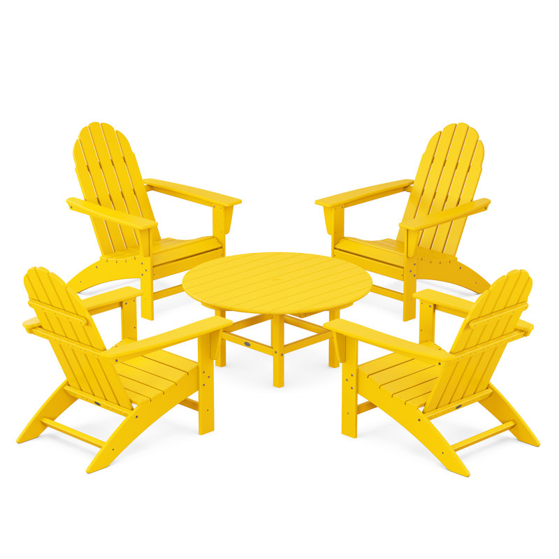 POLYWOOD Vineyard 5-Piece Adirondack Chair Conversation Set, Lemon