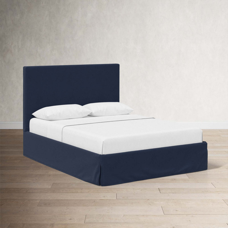 Verona Upholstered Slipcover Bed, Classic Ink Performance Velvet, Queen