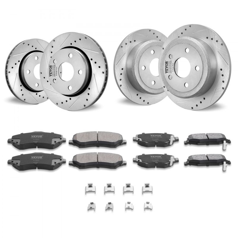 Ensemble de plaquettes de frein avant et arrière percées et percées pour Jeep Wrangler 07-2017