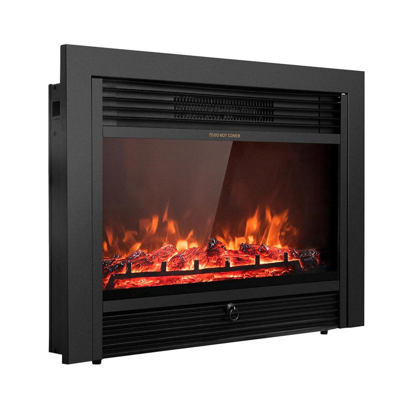 28.5" Black Wall Mounted Electric Fireplace with Adjustable Flames