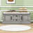 Storage Bench with 2 Drawers, 2 Cabinets and Removable Cushion for Entryway-1440841058