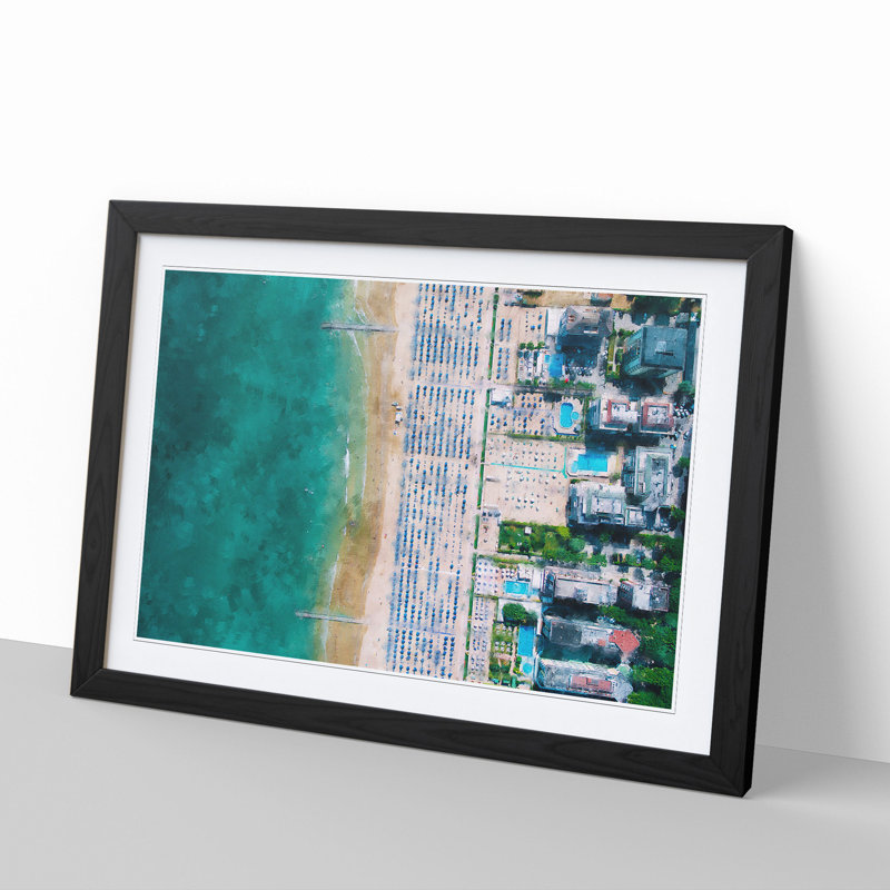 Lido Di Jesolo in Italy - Picture Frame Graphic Art, 27cm H x 36cm W x 2cm D, Black Framed
