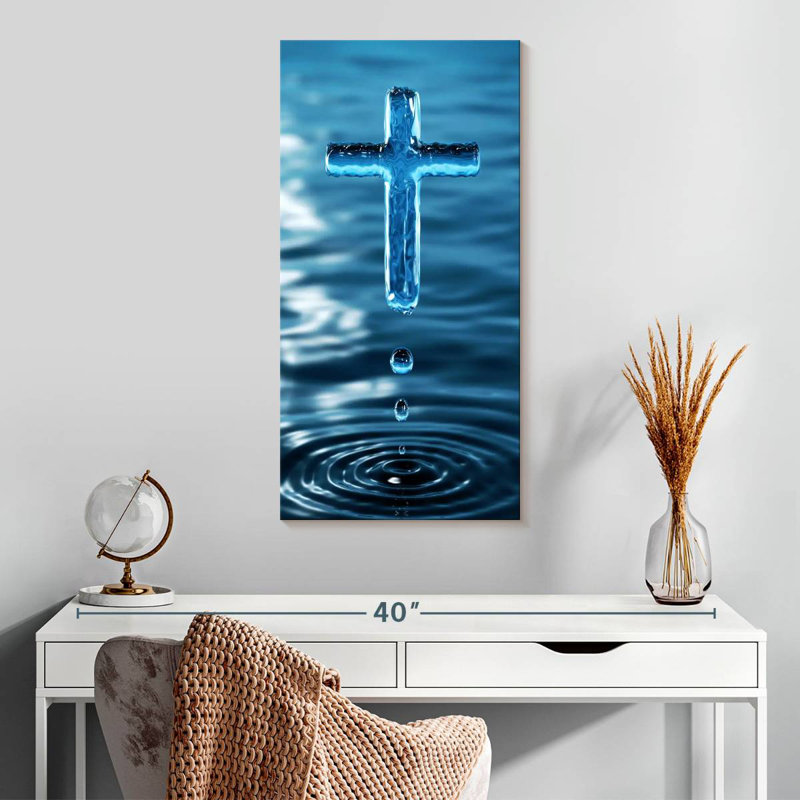 Eau bénite de Jésus-Christ, H 30 po x l 15 po