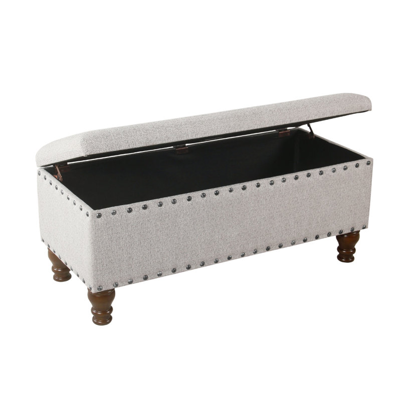 Banc d'appoint avec compartiment de rangement, garniture cloutée 42 po Ava