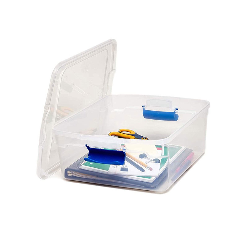 Homz Multipurpose Stackable Storage Bin with Latching Lids, Clear, 6.125" H x 16.25" W x 13" D