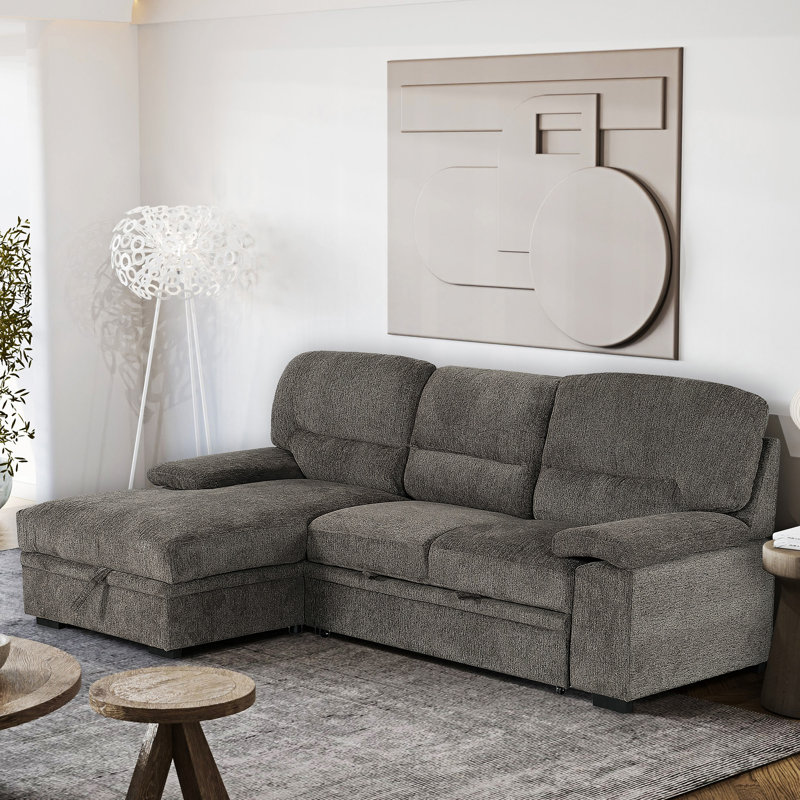 Canapé modulaire convertible en L avec méridienne de rangement