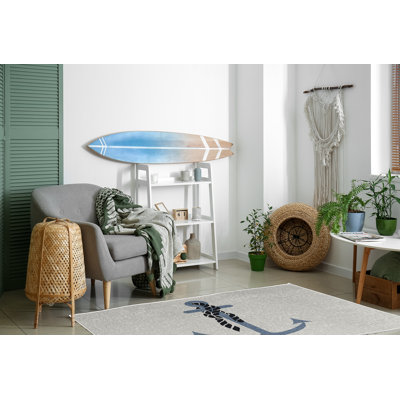 Tapis gris nautique tissé à plat Nautical Nights