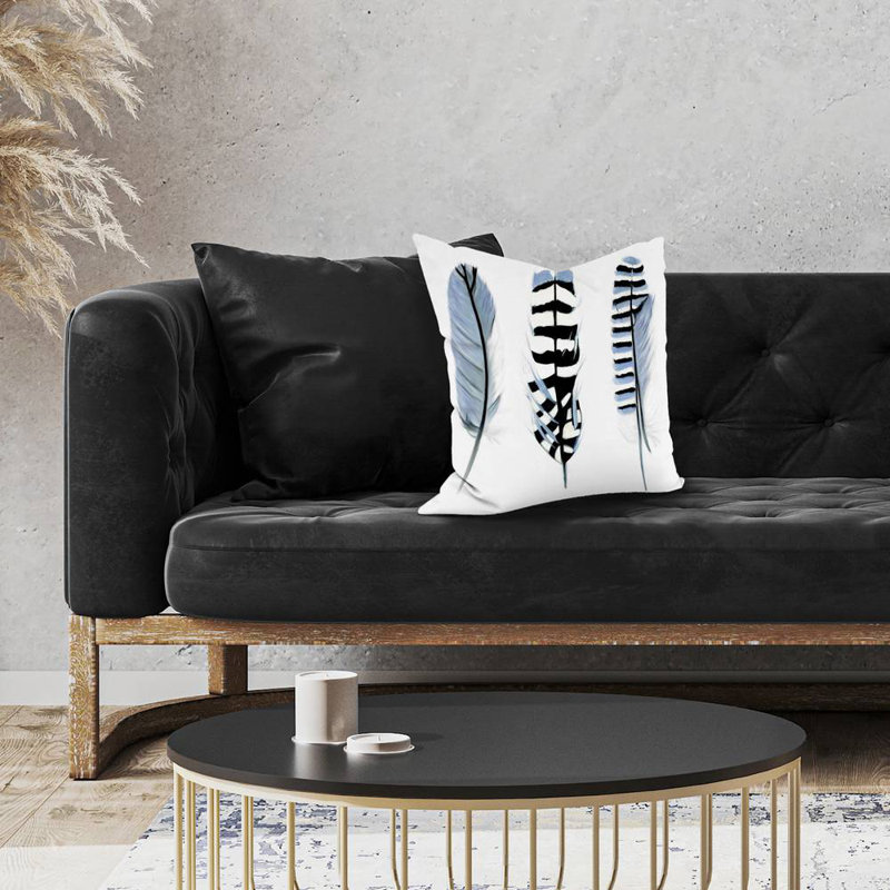 Delicate feathers - 18"x18" Throw pillow - Poly twill - Print on demand, 18" x 18", Polyester