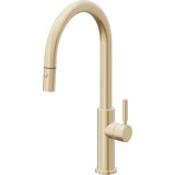 Corsano Contemporary Pull Down Kitchen Faucet with Button Sprayer High Arc Spout and ST Series Handle