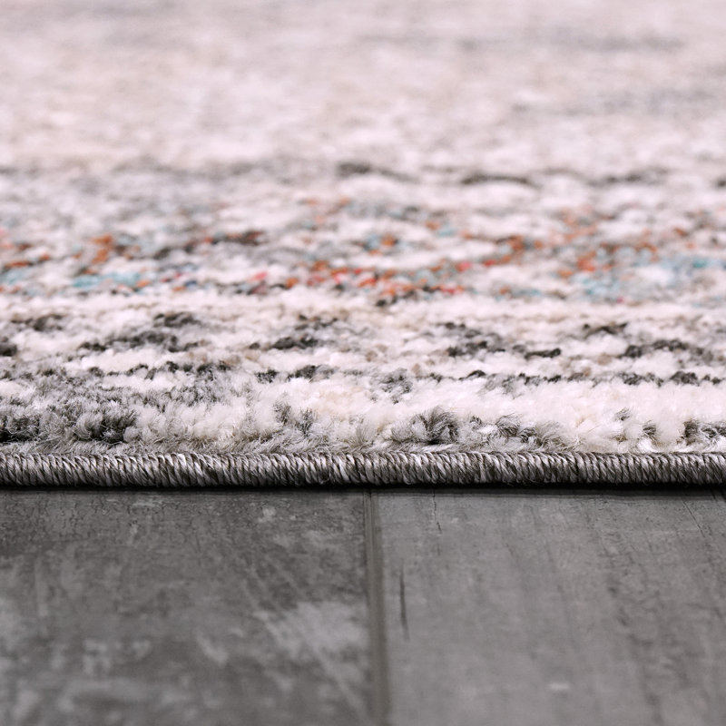 Tapis oriental ivoire / gris / jaune, Rectangle 9,2 pi 12,6 pi
