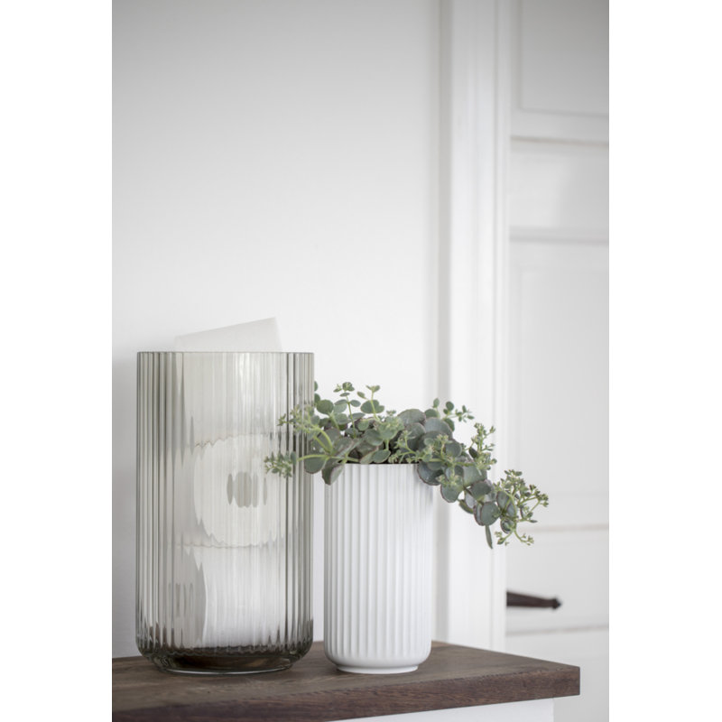Handmade Glass Table Vase, 15" H x 8.3" W x 8.3" D, White