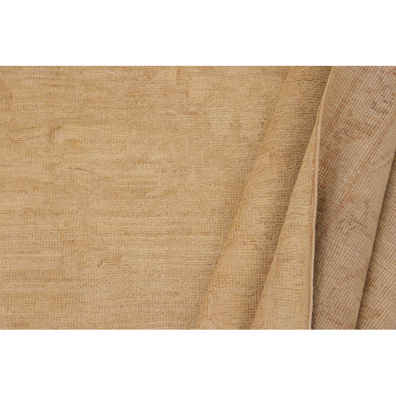 Tapis brun clair en laine noué à la main 8 pi 10 po x 12 pi 6 po Abstract