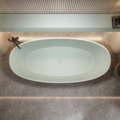 Turquoise 63 - Inch Freestanding Soaking Tub, Hard And Wear , Non Permeable 63'' Solid Surface Bathtub, , Ergonomic Design For A Relaxing Soak