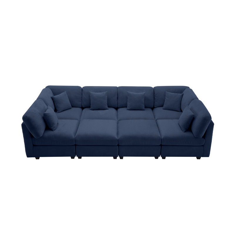Nicholson 8-piece Sleeper Sofa Sectional, Dark Blue Corduroy