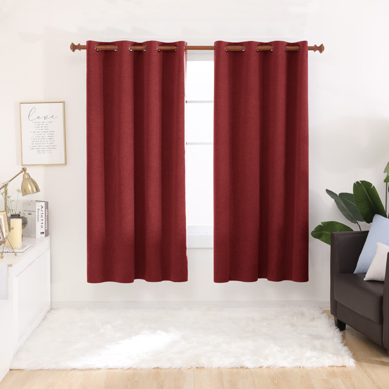 Rideaux 100% lin occultant Riey, L 52 po x L 95 po, Rouge rustique