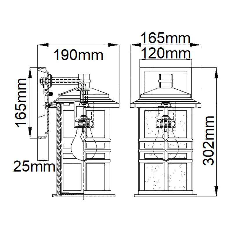 Kenwick Outdoor Wall Lantern, 30.2cm H x 16.5cm W x 19cm D, White