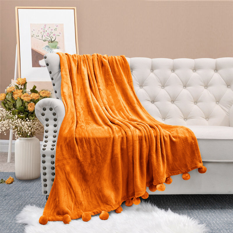  Couverture en molleton flanelle, Orange brûlé, L 60 po x L 80 po