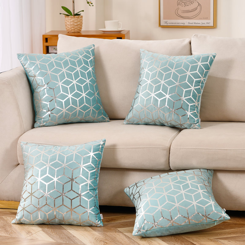 Housse de coussin , Bleu, 20 po x 20 po, Housse de coussin seulement - sans coussin