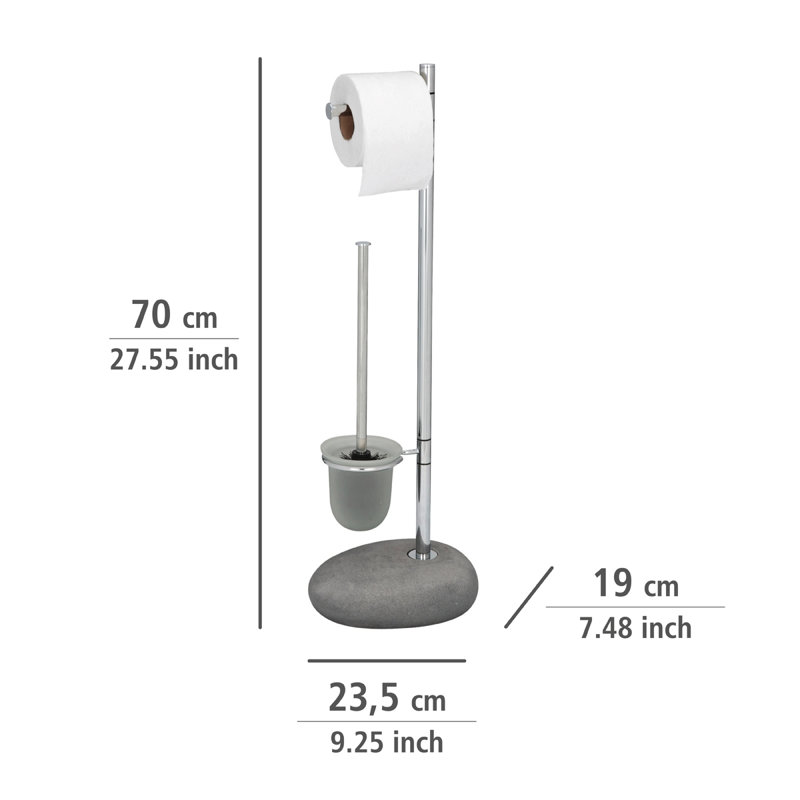 Aalap Free-Standing Toiler Roll and Brush Holder, Grey