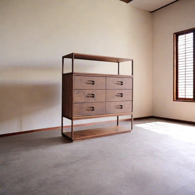 New Chinese Style Black Walnut Entrance Cabinet Solid Wood Accent Chest