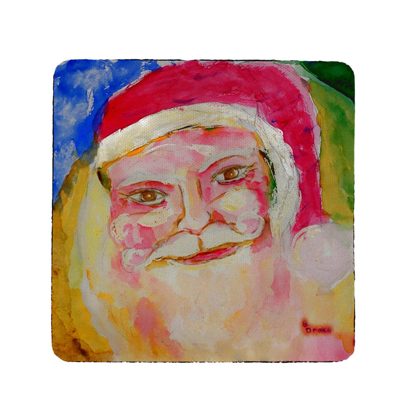Festive Multicolor Rubber Square Coaster Set, 4 Pieces