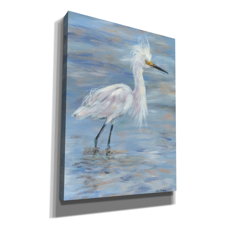 «Egret» par Pam Britton, art mural sur toile, H 54 po x l 40 po x P 1,5 po