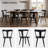 Black Solid Wood Dining Arm Chairs With Curved Back