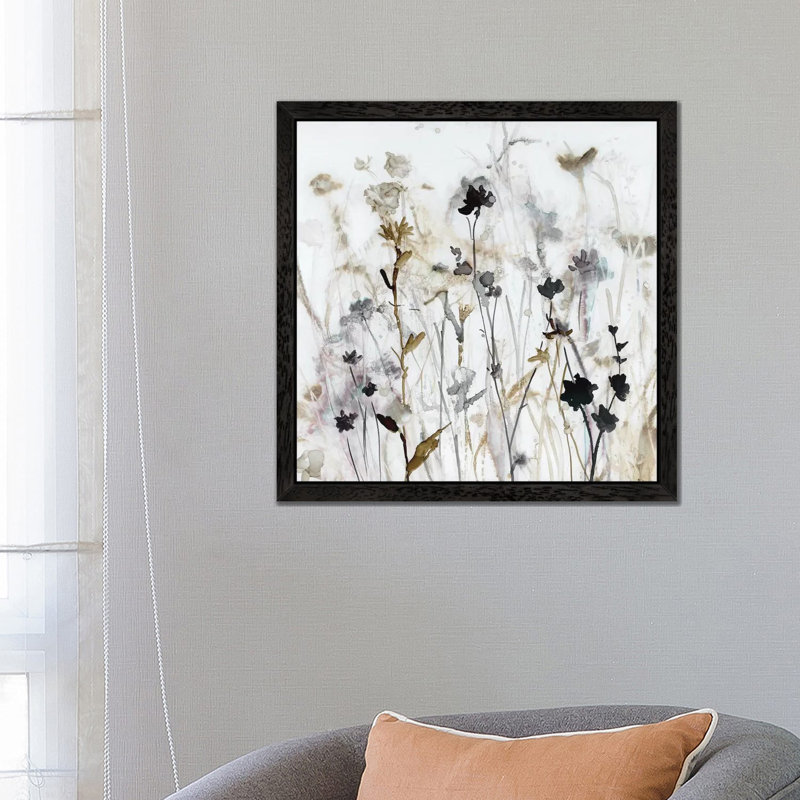 Wildflower Mist I by Carol Robinson - Painting on Canvas, 45.72 cm H x 45.72 cm W, Black Floater Framed