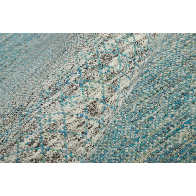 Hand-Knotted High-Quality Blue and Beige Runner, Runner 2'7" x 14'3"