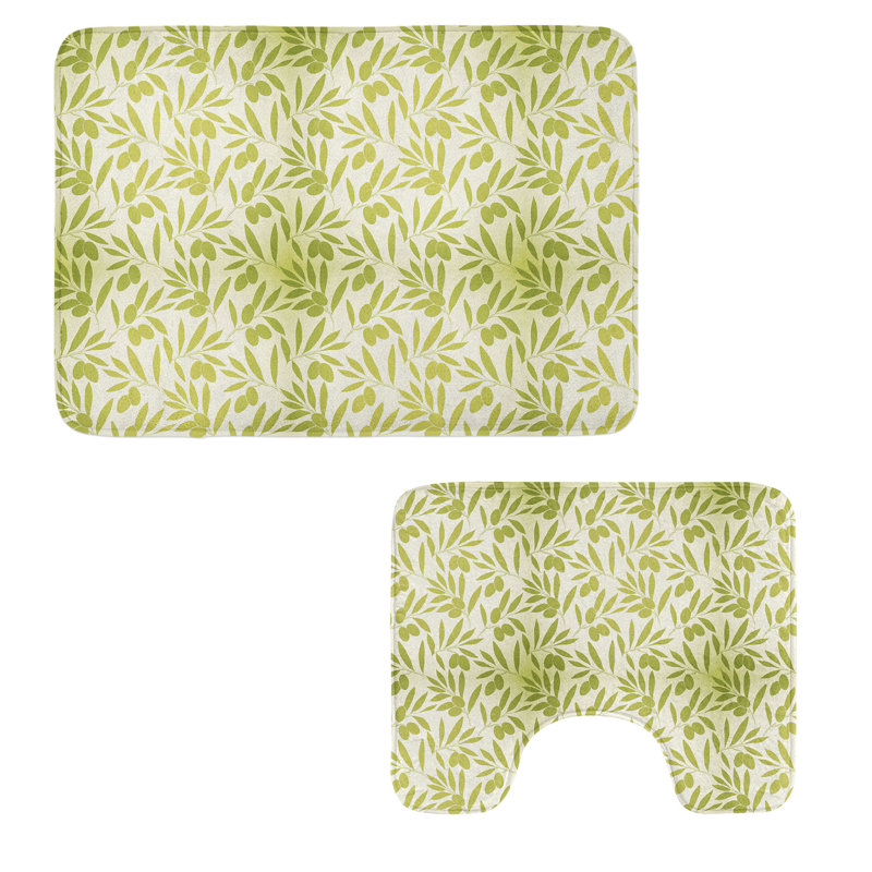  Ensemble de 2 tapis de salle de bain Botanical